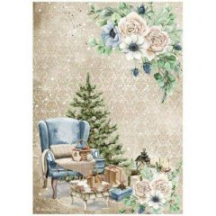 Stamperia Rice Paper A4 Romantic Cozy Winter Chair