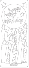  Birthday Candle Topper Outline Sticker  SILVER/SILVER