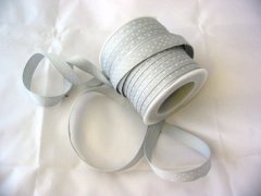 Grosgrain Ribbon 10mm- Silver Polka Dot