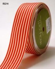 Grosgrain Stripe Ribbon Red Ivory 37mm(1 1/2" Wide) (Metre length)