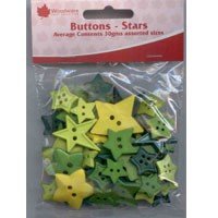 Woodware Assorted Buttons- Stars Greens