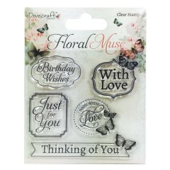 Dovecraft Clear Stamp Set  - Floral Muse Sentiments