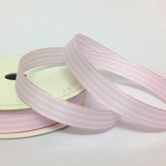 Grosgrain Pastel Candy Stripe Ribbon 10mm - Pink