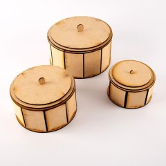 Daisy Jewels and Craft  MDF- Set of Three Round Boxes