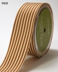 Grosgrain Stripe Ribbon Brown/Ivory 37mm (1 1/2" Wide) x (Metre length)
