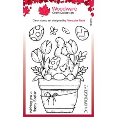 Woodware Clear Singles Stamp - Flower Pot Gnome