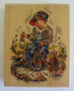 *SALE* Faerie Poppets Wooden Stamp- Fishing Boy Was £11.65  Now £5.99