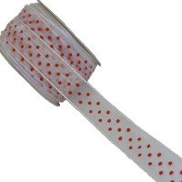 Organza Ribbon 15mm- White with Red Dots