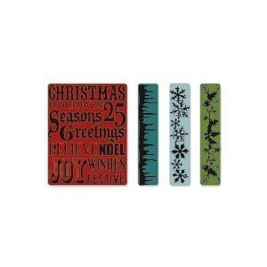 *SALE* Tim Holtz-Sizzix Texture Fades Embossing Folders 4pk - Christmas Borders and Background