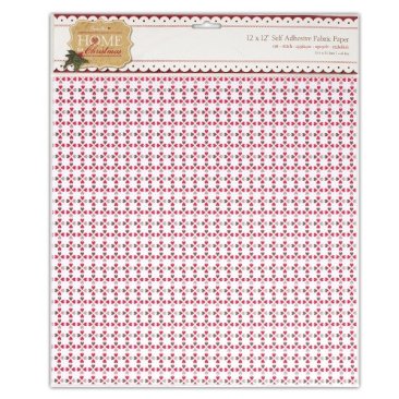 Papermania Home for Christmas 12" x 12" Self Adhesive Fabric Paper Hearts (2 sheet pack)