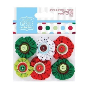 *SALE* Papermania Capsule Collection Spots and Stripes Festive Pleated Fabric Flowers Was £4.50  Now £0.99