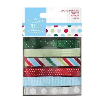 *SALE* Papermania Capsule Collection Spots and Stripes Festive - Ribbon Pack  Was £3.99  Now £1.99