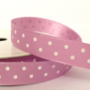 Satin Ribbon 10mm-Rose with White Dots