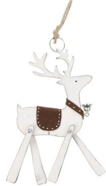 *SALE* Natural Christmas Dangly Reindeer  - White  Was £4.50  Now £2.25