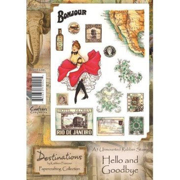*SALE* Destinations A5 Unmounted Rubber Stamp - Hello and Goodbye  Was £9.99  Now £4.99