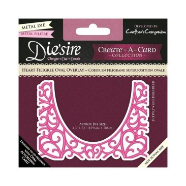 *SALE* Crafter's Companion - Die'sire Create a Card Metal Die - Heart Filigree Oval Overlay