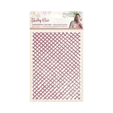 Crafter's Companion Sara Signature Collection Shabby Chic 5" x 7" Embossing Folder - Distressed Lattice