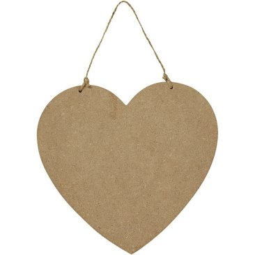 Creativ Large wooden heart with natural twine for hanging
