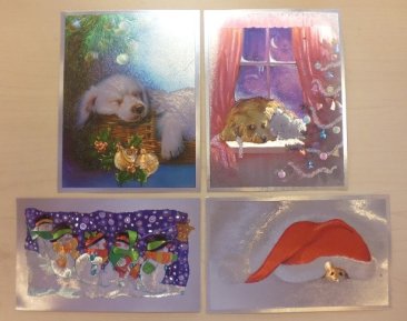 Duflex Prints - Christmas Set 2 ( Dog in Basket, Dog and Cat , Mouse and Snowmen)