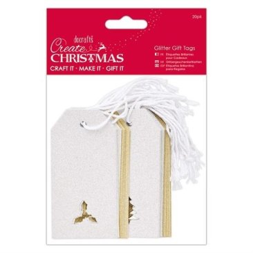 Die-Cut Glitter Gift Tags (20pk) - Create Christmas-Silver & Gold