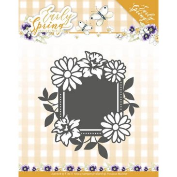 Precious Marieke Early Spring Cutting Die - Spring Flowers Square Label