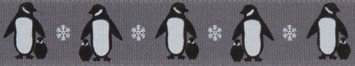 Berisford Ribbon - Arctic Penguins Grey