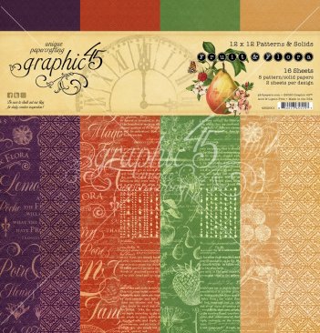 Graphic 45 12 x 12 Patterns and Solid Paper Pad - Fruit and Flora