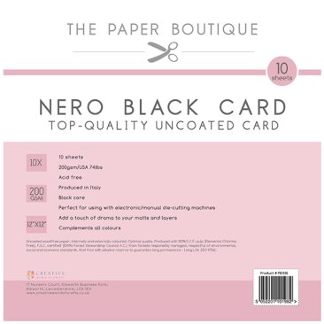 The Paper Boutique 12" x 12" Card - Nero Black (10 sheets)