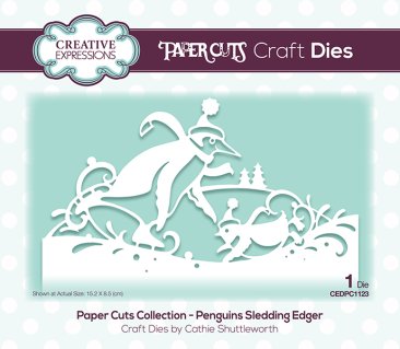 Creative Expressions Paper Cuts die - Penguins Sledding Edger