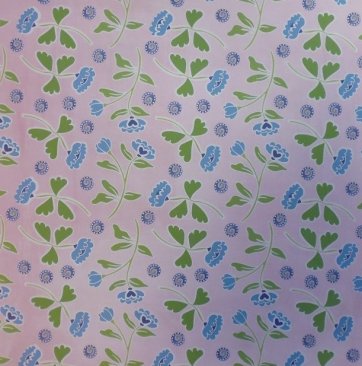 Craft Creations 12" x 12" paper -Blue Flowers on Pink