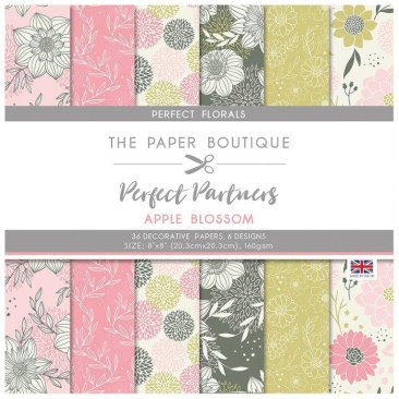The Paper Boutique Perfect Partners 8" x 8" Paper Pad - Apple Blossom Florals