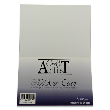 Craft Artist A4 Glitter Card - Very Fine Non-shed White