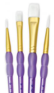 ZEM Brush Mfg AS-25 Golden Taklon Angle Shaders Artist Paint Brush Set Sizes 1/8", 1/4', 3/8", 1