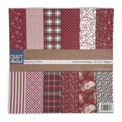 Craft Artist 12 x 12 Paper Pad -Berry Glitter
