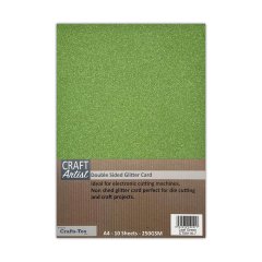Craft Artist A4 Double Sided Glitter Card - Leaf Green