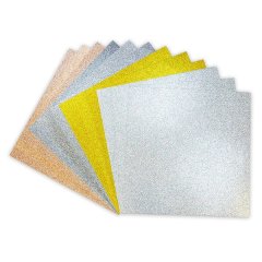 Dovecraft 12 x 12 Double Sided Glitter Bumper Pack -Metallics- 350gsm - 12 Sheets