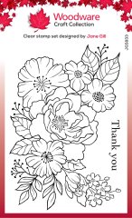 *NEW* Woodware Clear Magic Stamp - Floral Thank You