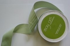 Grosgrain Stripe Ribbon Celery/White 37mm(1 1/2" Wide) (Metre length)