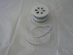 Organza Ribbon 15mm- White with Black Dots