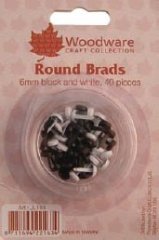 6mm Round Brads - BLACK & WHITE (40pc)