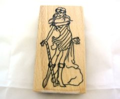 *SALE* Lady With Christmas Cane Wooden Stamp