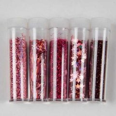 Glitter and Flitter Set of 5 Test Tube Pack- Cerise