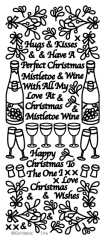 Christmas Outline Sticker -Mistletoe and Wine GOLD