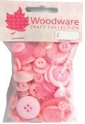 Woodware Assorted Buttons- Baby Pink