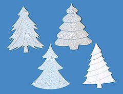 Card Art White and Silver Christmas Trees