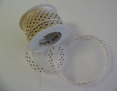 Organza Ribbon 15mm- Ivory with Brown Dots