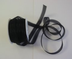 Organza Ribbon 10mm - Black with Black Stripes