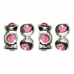*SALE* Cousin 4PC Metal Spacer Pink Crystal  Was £3.99  Now £1.00
