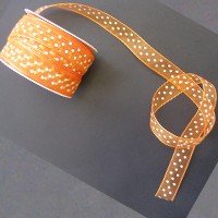 Organza Ribbon 15mm- Terracotta  with White Dots