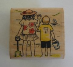 *SALE* Personal Impressions Wooden Stamp-Beach Scene